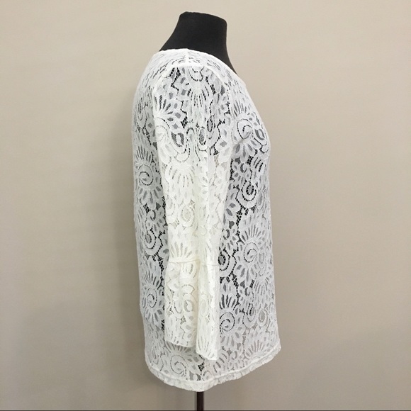 ICHI Ivory White Lace Bell Sleeve Blouse Women’s EUR 40/Medium - Picture 2 of 7